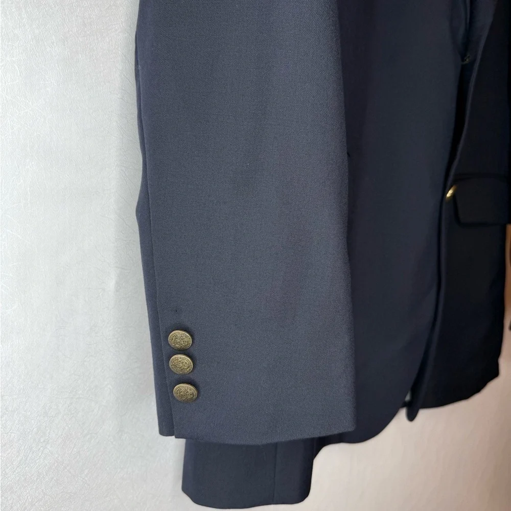 Oscar De La Renta Deep Navy Sport Coat Jacket Blazer 100% Wool 2 Button Size 44L